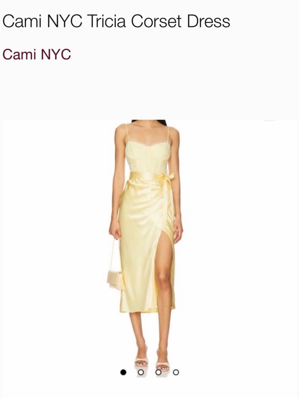 Cami NYC Yellow Satin Tricia Corset Midi Dress